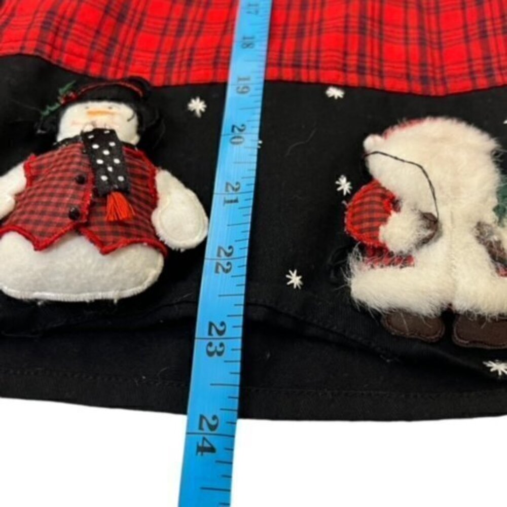 Christmas Shirt‎ Womens Button Up Red Checkered 3D Winter Dolls EUC Lemon Grass - Picture 6 of 12